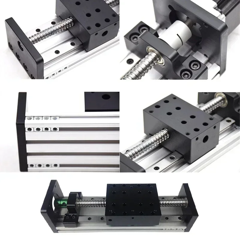 Linear Guid Double Square Sliding Table SFU 1204/1605/1610 Block Carriage Ball Screw Platform XYZ Motion Stage 4PCS Sliders