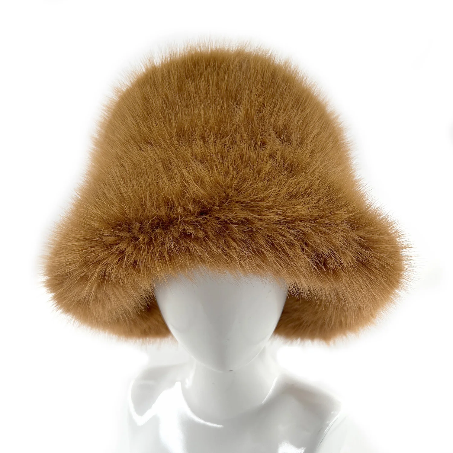 Fluffy Bucket Hat for Women's Winter Faux Fur Fuzzy Warm Bucket Hat Furry Raccoon Fur Cotton Hat Winter Solid Color Hats