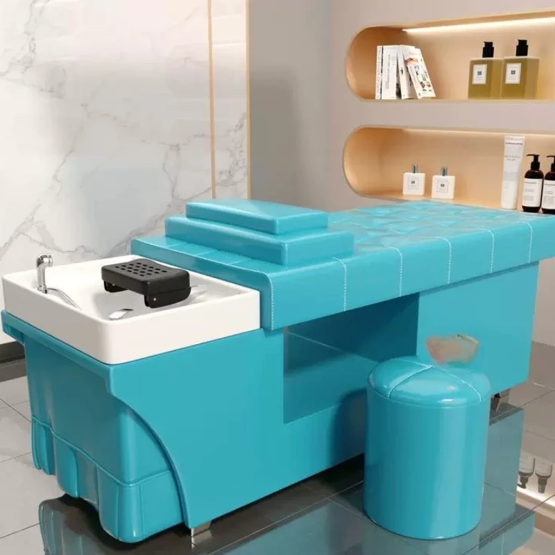 Business Massager Shampoo Bed Beauty Salon Ceramic Basin Shampoo Bed Barber Wash Styling Lavacabezas Profesional Beauty Showcase