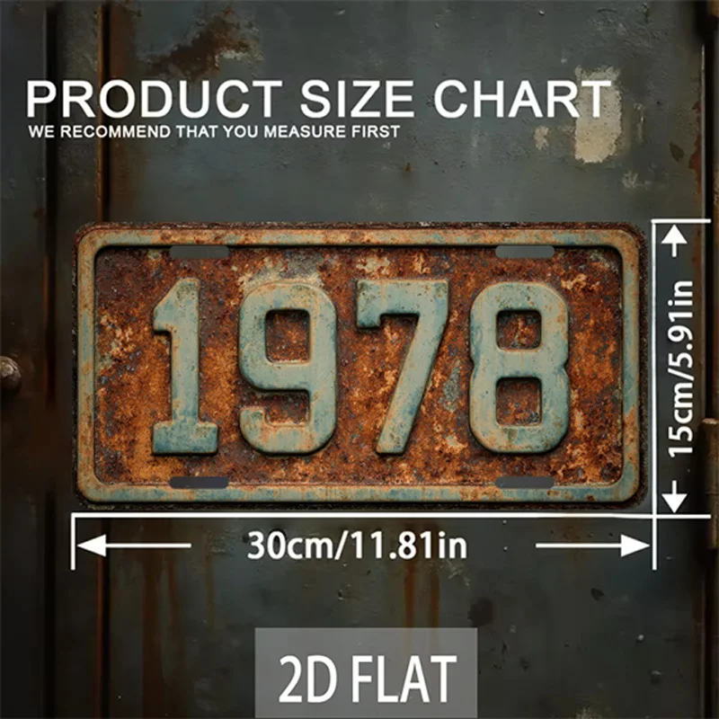 1978 Vintage License Plate Sign - Aluminum Metal Wall Decor, Beautiful, Waterproof, and Durable - Suitable for Homes and Patios