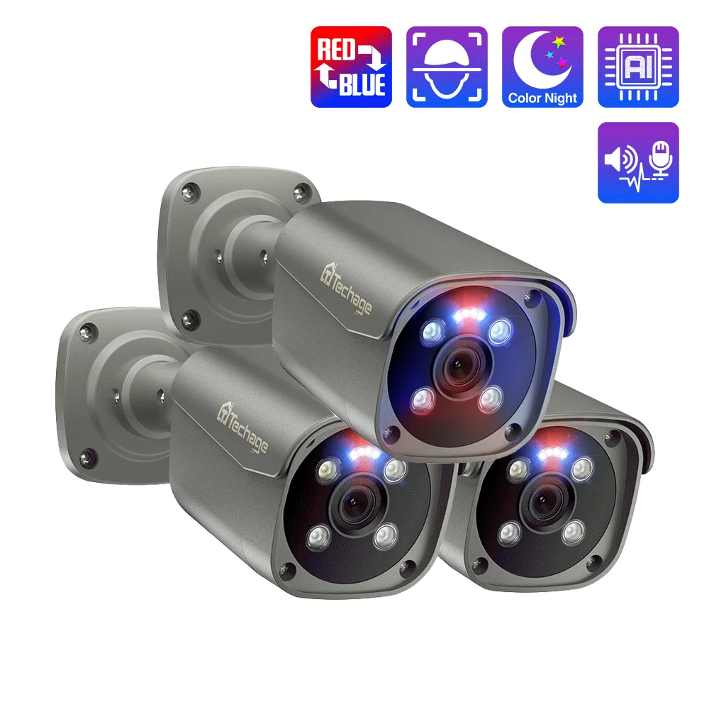 Techage 4MP 5MP 4K POE Camera AI Smart Two Way Audio Outdoor Face Detection CCTV Video Surveillance AI IP Camera for NVR System