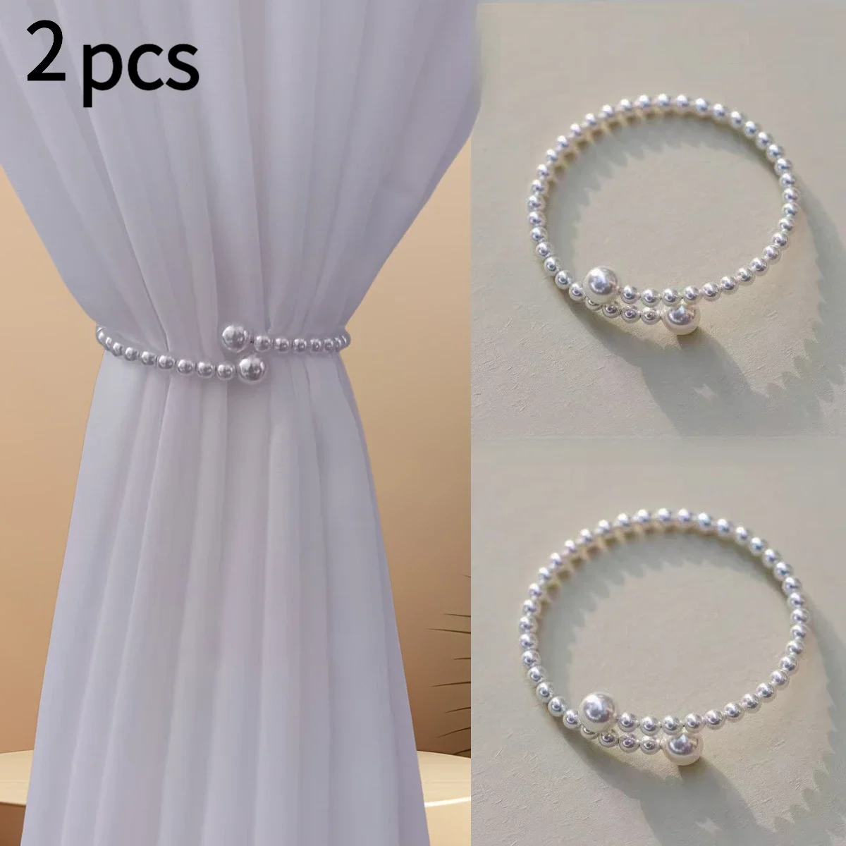 2pcs Fashion Curtain Hooks - Elegant Faux Pearl Curtain Clips, No-Drill Curtain Hooks for Bedroom And Living Room Home Decor