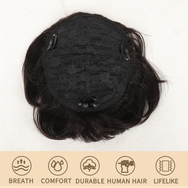 Pageup Synthetic Men\'s Wigs Short Hair Top Topper Hairpins For eheads Men\'s Hair Replacement Natural Man Hairpiece Male Wigs