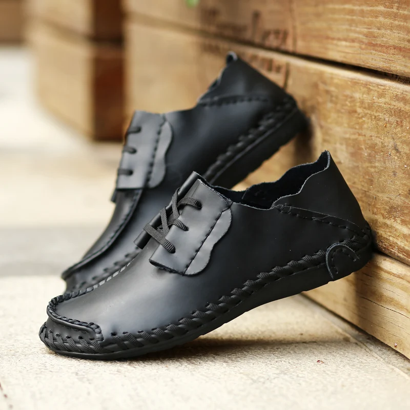 Sapatos casuais de couro masculino, sapato de direção de topo baixo, sola macia, deslizamento masculino respirável, com renda, novo, verão, 2023