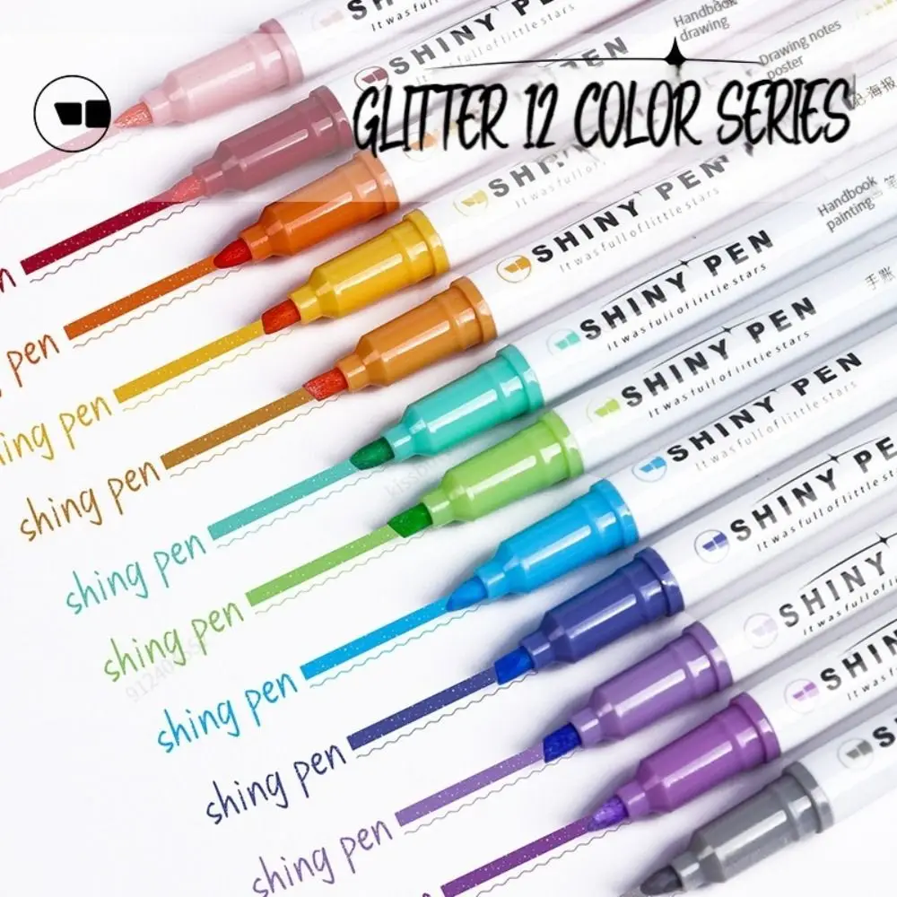 5PCS Durable High Gloss Glitter Highlighters Plastic Colorful Shiny Draw Doodle Pens Marking Pen School Office Supplies