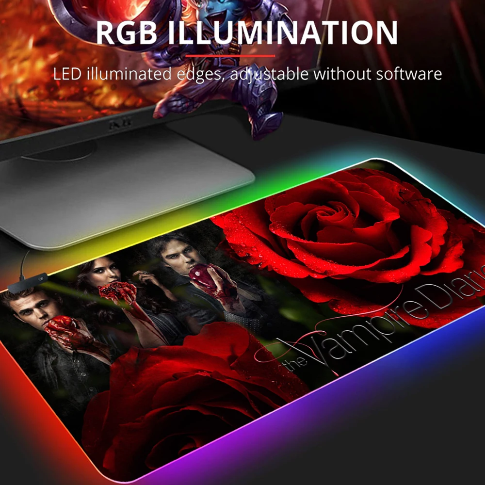 RGB Mouse Pad High Quality The Vampire Diaries Gaming Mouse Pad Wanderer Gaming Mouse Mat Gamer Led Backlit Mousepad Wired