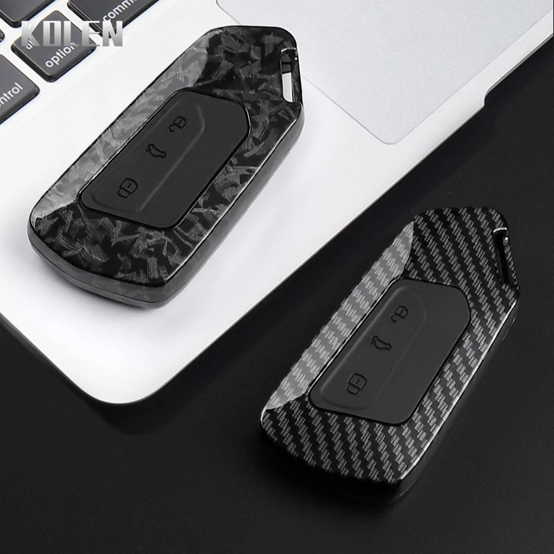 ABS Carbon Fiber Style Car Key Case Cover For VW Volkswagen Golf 8 MK8 GTI GTD R ID3 ID4 Cupra Skoda Octavia A8 Seat Leon MK4 view 4
