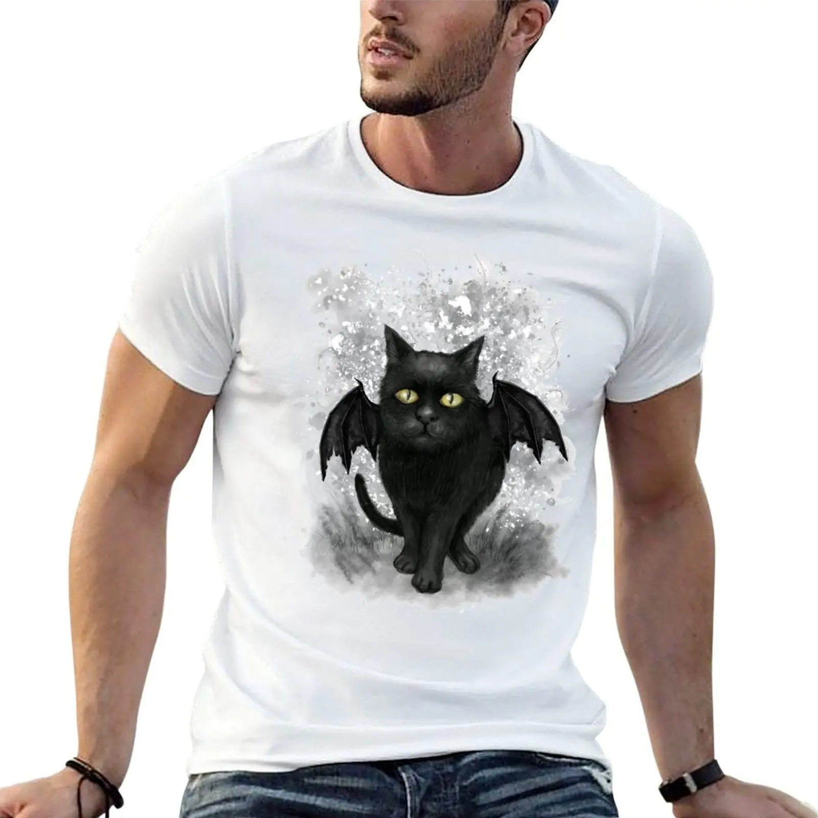 Bat Wing Black Cat T-Shirt Quick Dry Sports Short Sleeve Tee