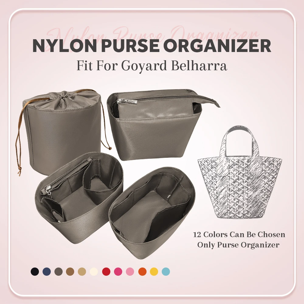 

Nylon Purse Organizer Insert, Inside Storage Bag Organizer Insert Fit for Goyard Belharra Bucket Bag Zipper Inner Liner Bag