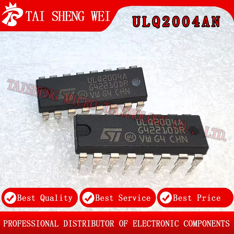 5PCS Brand New Original ULQ2004A ULQ2004AN ULQ2004 DIP-16 Seven-Channel 50V 500mA Darlington Transistors
