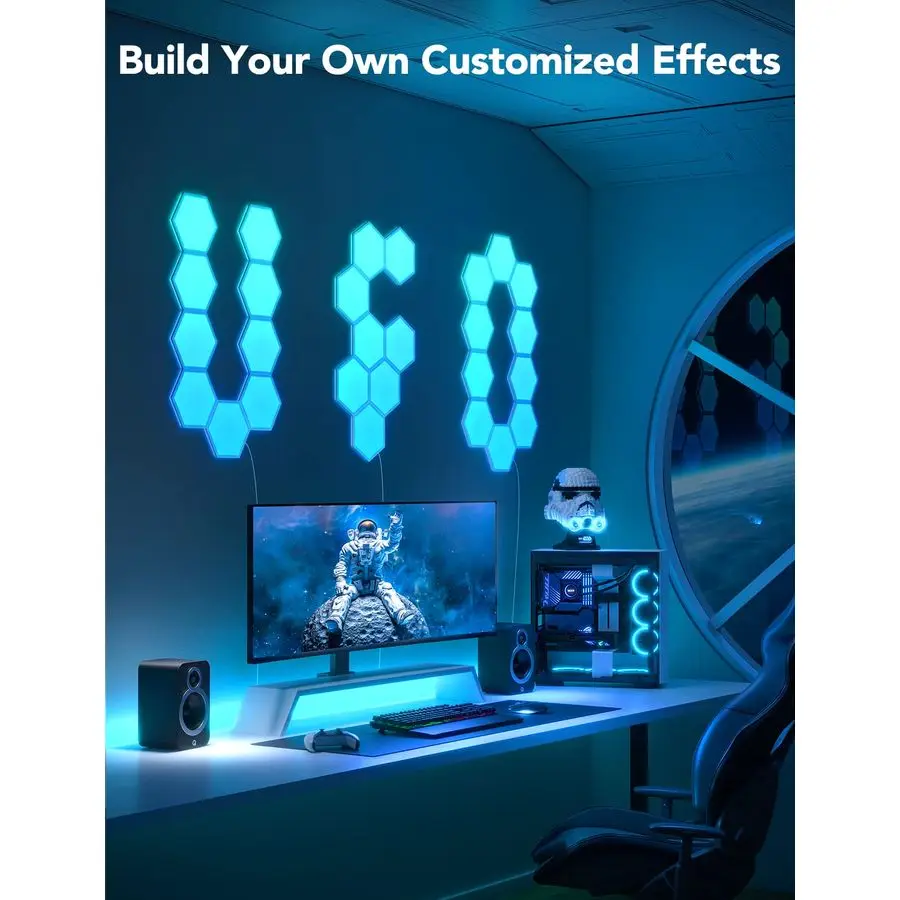 لوحات إضاءة Glide Hexa، مصابيح حائط LED سداسية RGBIC، مصابيح حائط إبداعية للمنزل الذكي WiFi مع مزامنة الموسيقى، تعمل مع Alexa G #3