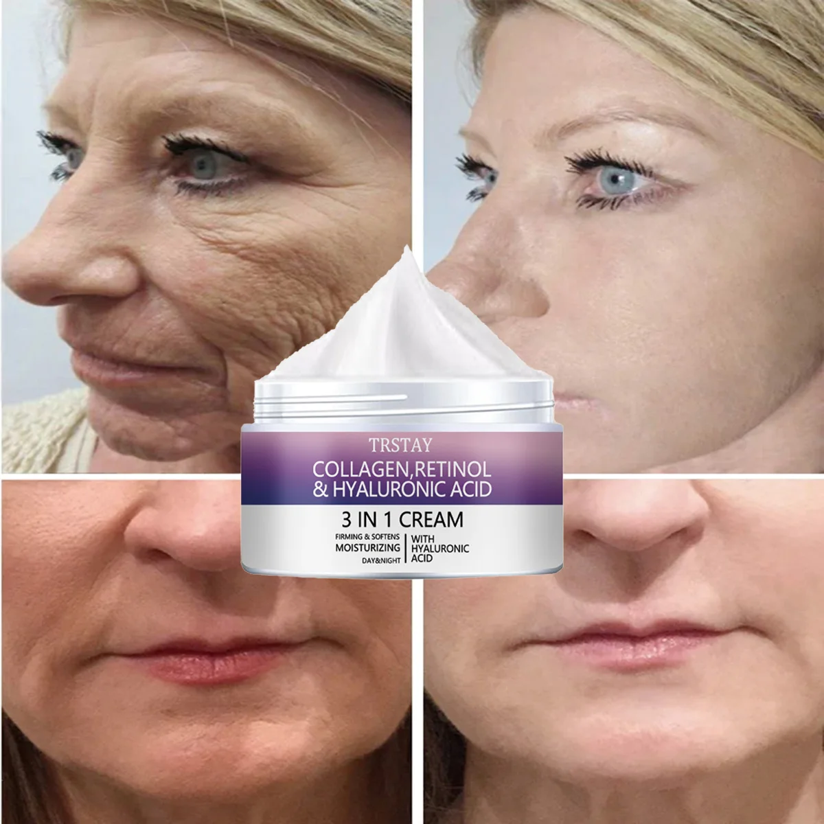 

TRSTAY Крем 3-в-1 Коллаген Ретинол Гиалуроновая кислота Увлажняющий уход за кожей лица для беременных и беременных Подтягивает смягчает