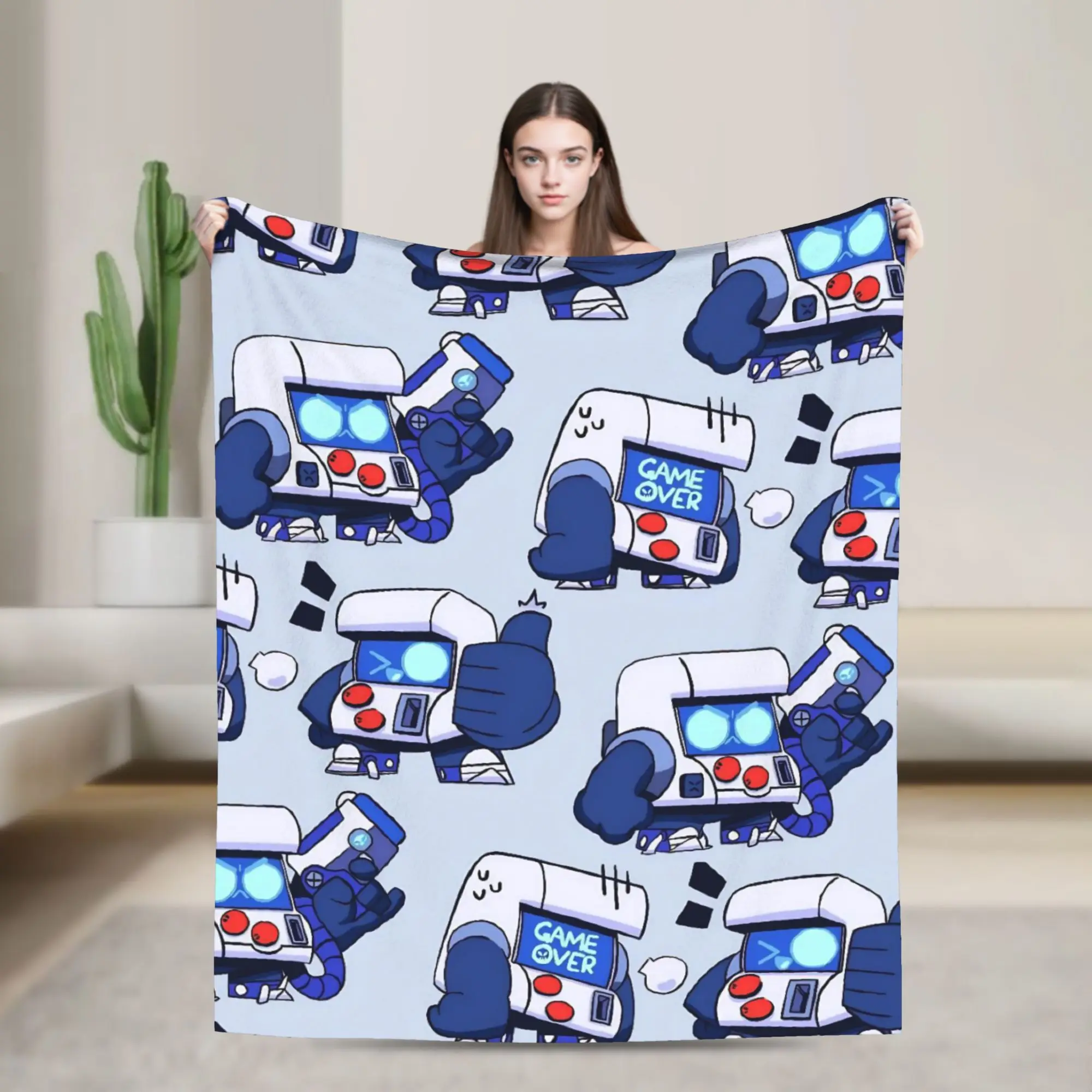 Sandy Leon Spike Game Blankets Flannel Decoration  Breathable Warm Throw Blanket for Home Couch Rug Piece