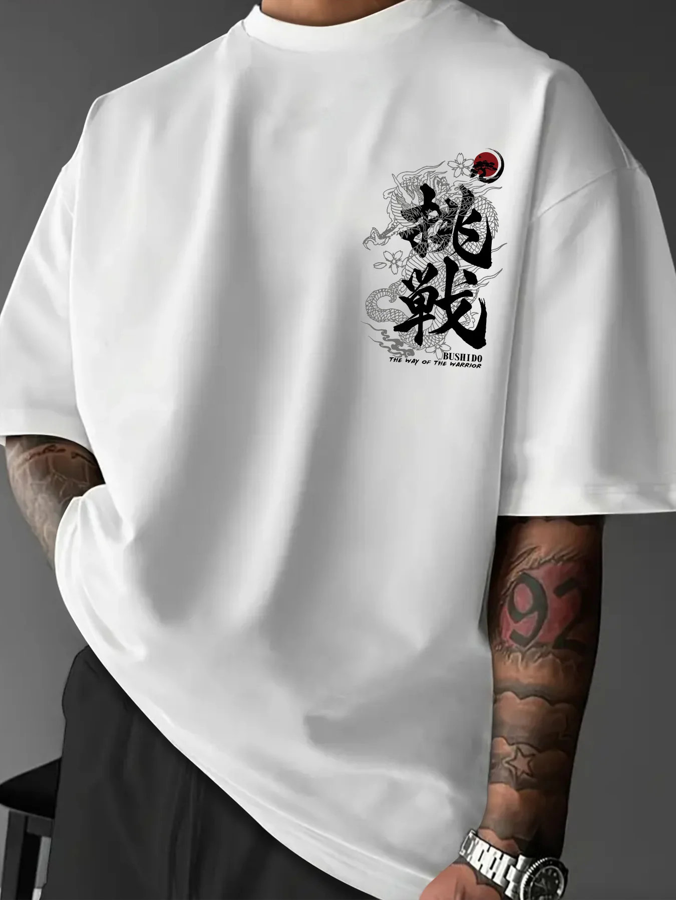 100% Cotton Men's T-shirt Street Style Short-sleeved Top with Dragon Pattern Print Suitable Summer Daily Commuting Casual Wear image 5