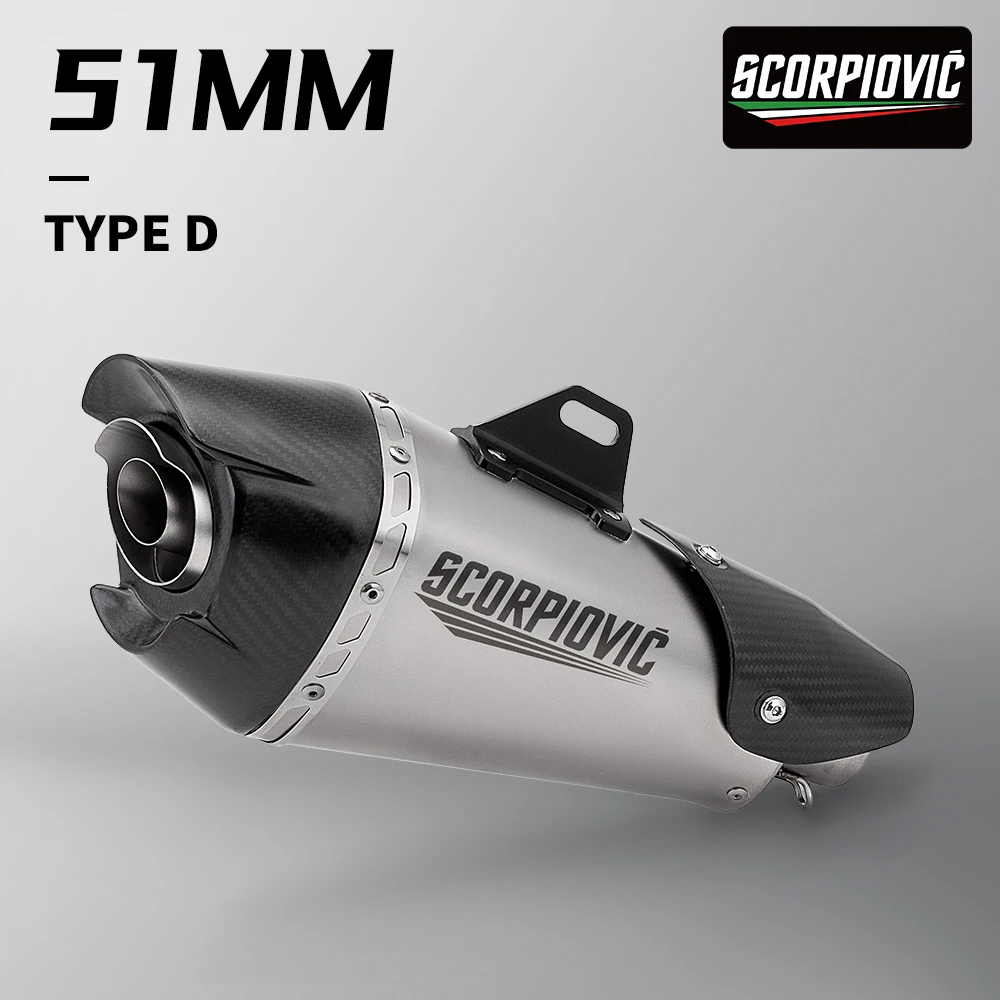 

51MM Universal Motorcycle Exhaust Silencer Pipe Carbon Fiber Muffler For FZ6 GSX250R NINJA400 CBR300R AT2 XMAX R3 Z900 S1000RR