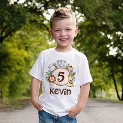 Camiseta de cumpleaños personalizada para niños, ropa de animales salvajes con nombre, regalos para niños, 1-9 años