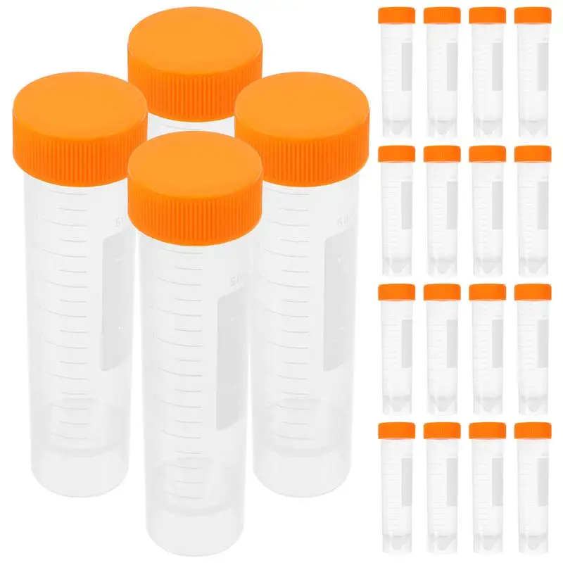 50pcs Centrifuge Test Tubes Plastic Screw Cap Flat Bottom Centrifuge Test Tube With Scale Free-Standing Centrifugal Tubes