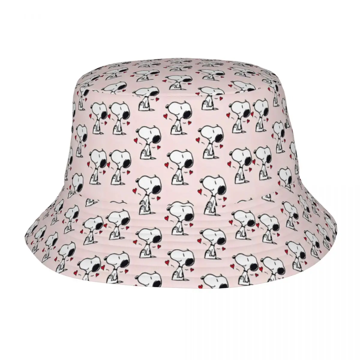 

Pink Snoopy Heart Bucket Hat for Teen Vocation Cartoon Sun Hats Streetwear Packable for Outdoor Fishing Hat Bob
