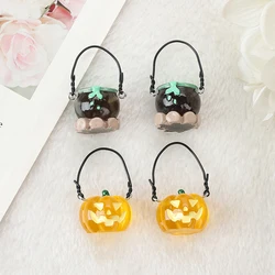 4Pcs Halloween Charm 3D Resin Pumpkin Jar Basket Pendant Fashion Accessories For Diy Making