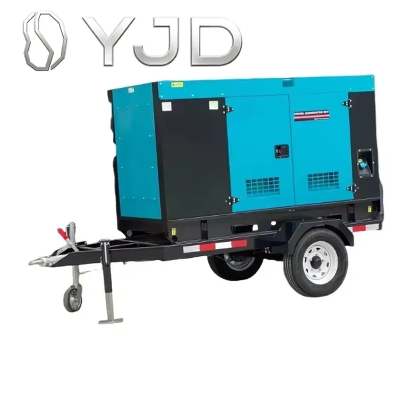 YJD Mobile Trailer Silent Type Portable Diesel Genset 300KW Brushless Auto Start ATS AC Single Phase 24V DC Generator