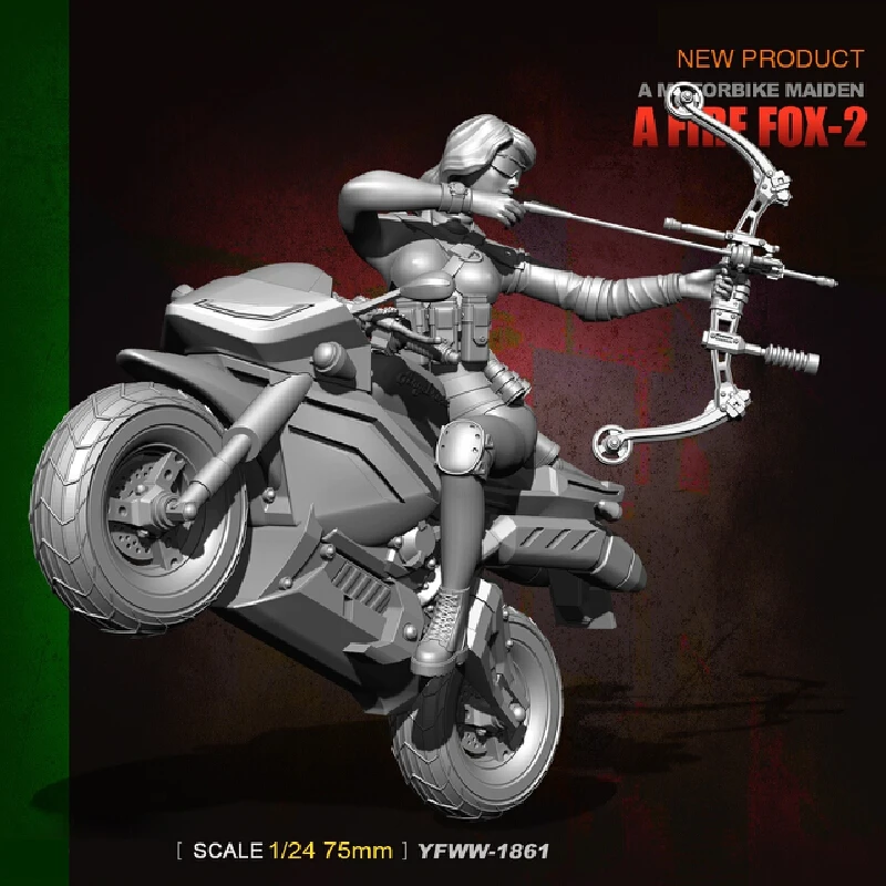 

1/24 Motorcycle Female Shooting Shooter Resin Model Figure Gk Micro Miniature 3d Printed White Model Toy Unassembled And Unpaint