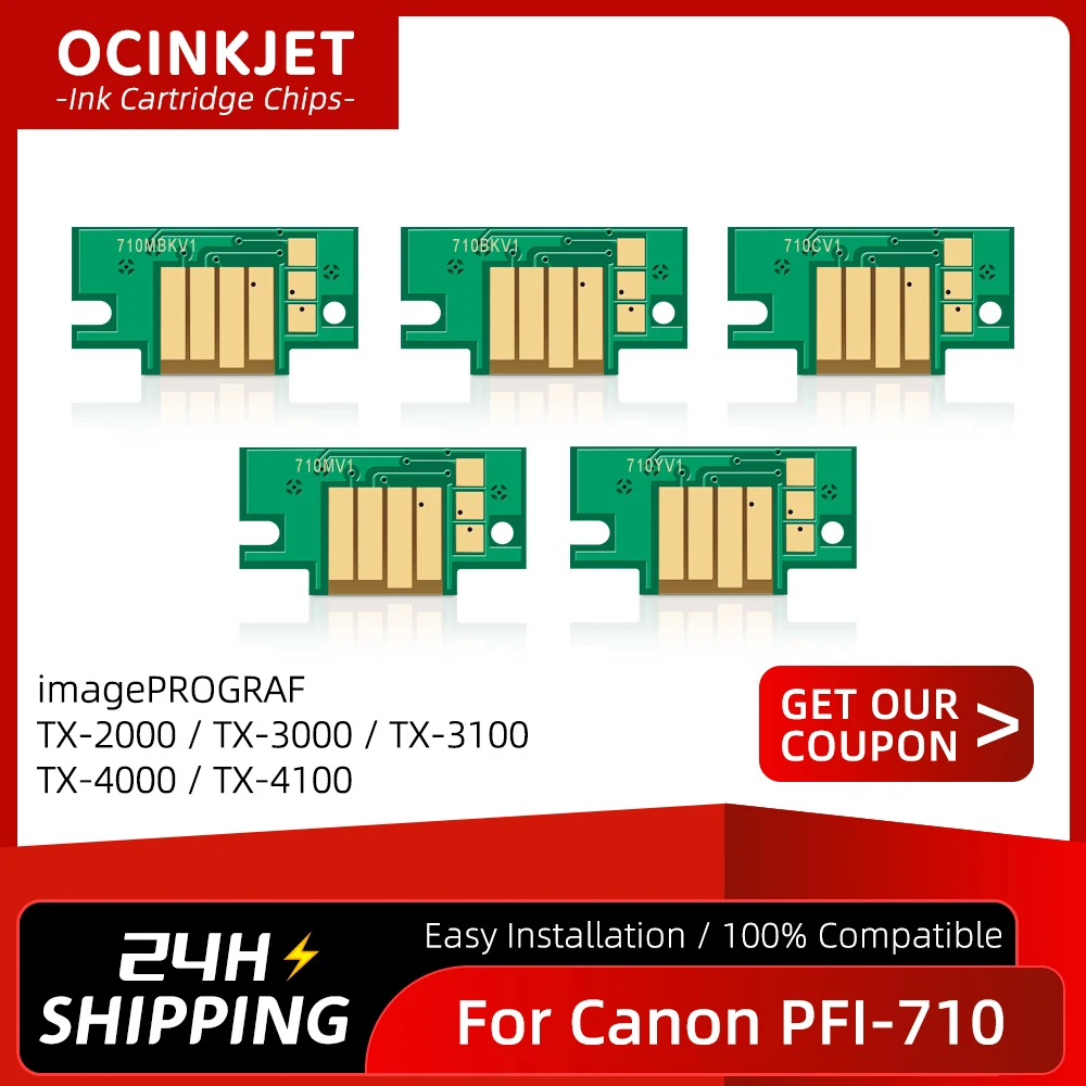 

5Colors For Canon PFI-710 PFI710 Ink Cartridge Chip For imagePROGRAF TX-2000 TX-3000 TX-3100 TX-4000 TX-4100 Permanent ARC Chip