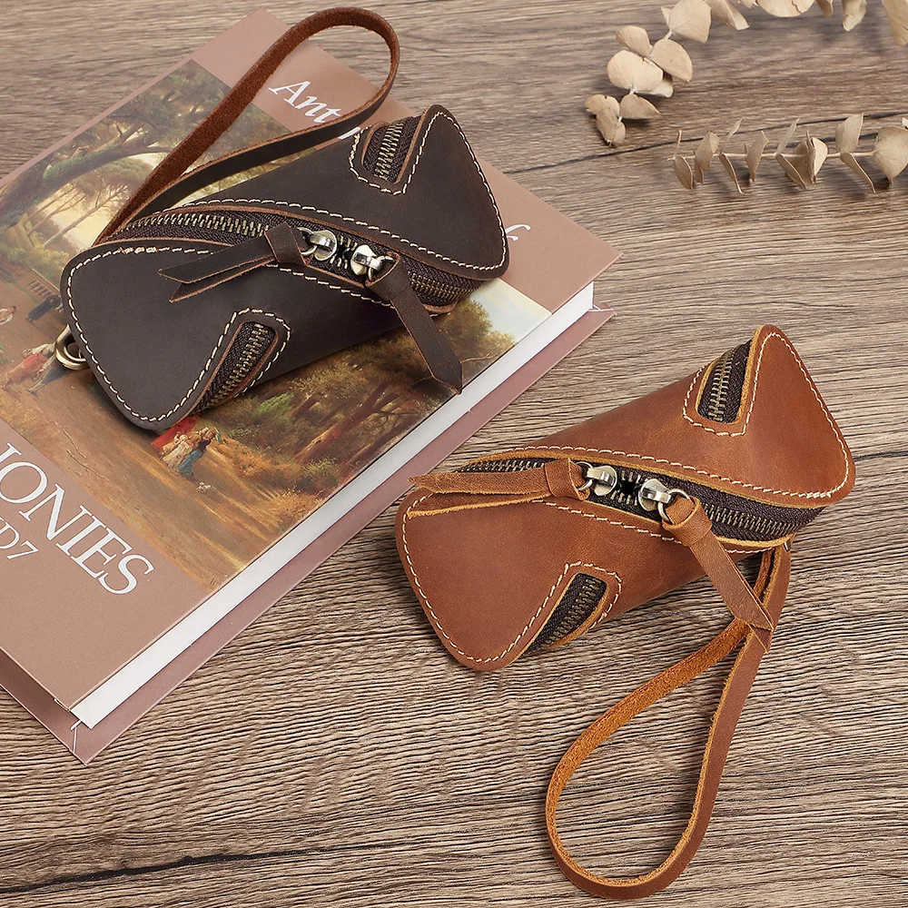 

Top-grain cowhide car key waist bag, genuine leather waist strap bag, door key hand-held cowhide small bag