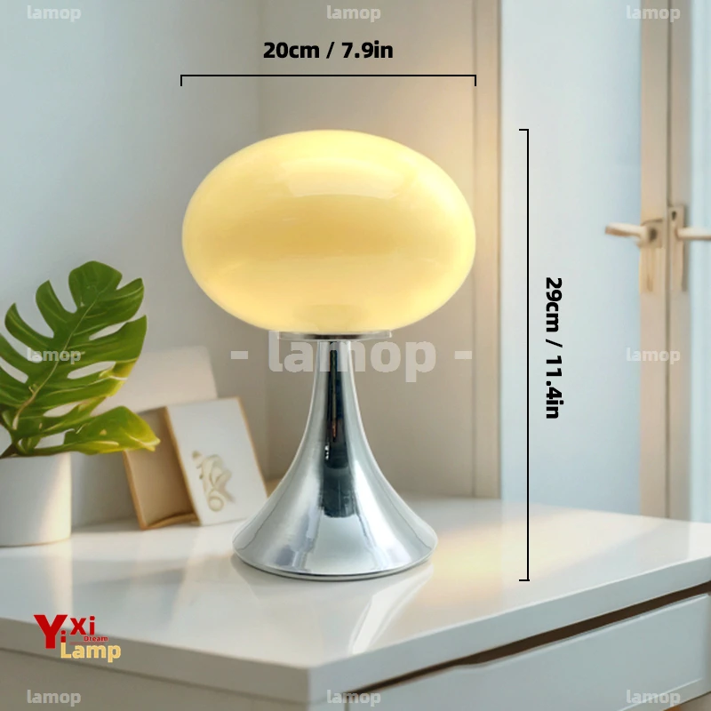 Murano Glass Ovoid Flare Geometric Curve Table Lamp Italian Minimal Sculpture Style Decor Lamp Reading Nook Housewarming Gift