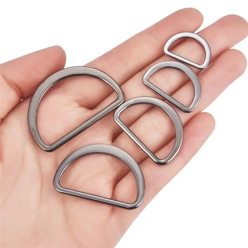 10pcs/Lot 15mm/20mm/25mm/30mm/35mm/40mm Silver Black Gold Type D Ring Connection Alloy Metal Shoes Bags Buckles DIY Accessories