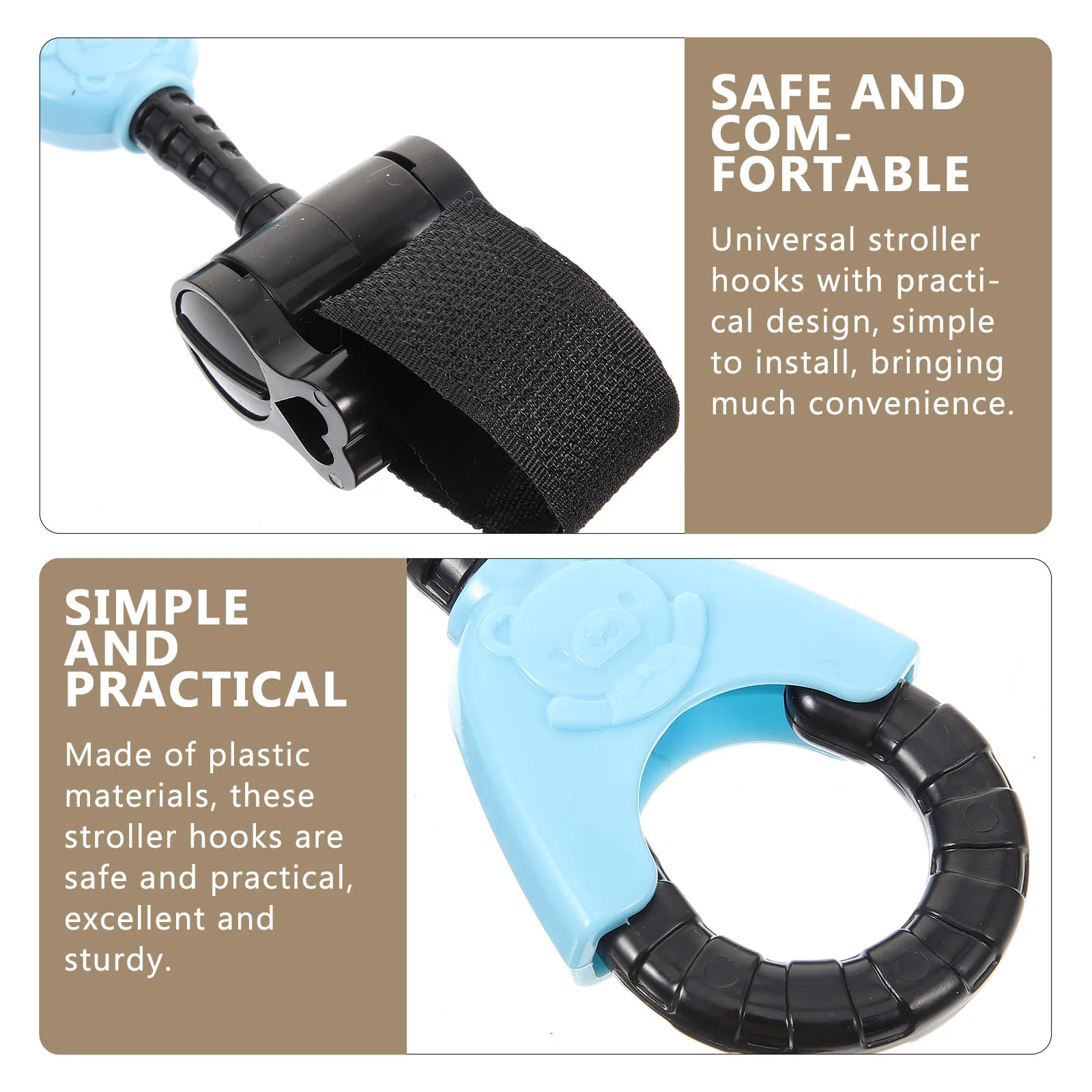 2 قطعة خطافات عربة دوارة عالمية منظم حقيبة للحمل لحفاضات التسوق محفظة قوية من البلاستيك ملحقات عربة الأطفال الرضع #1