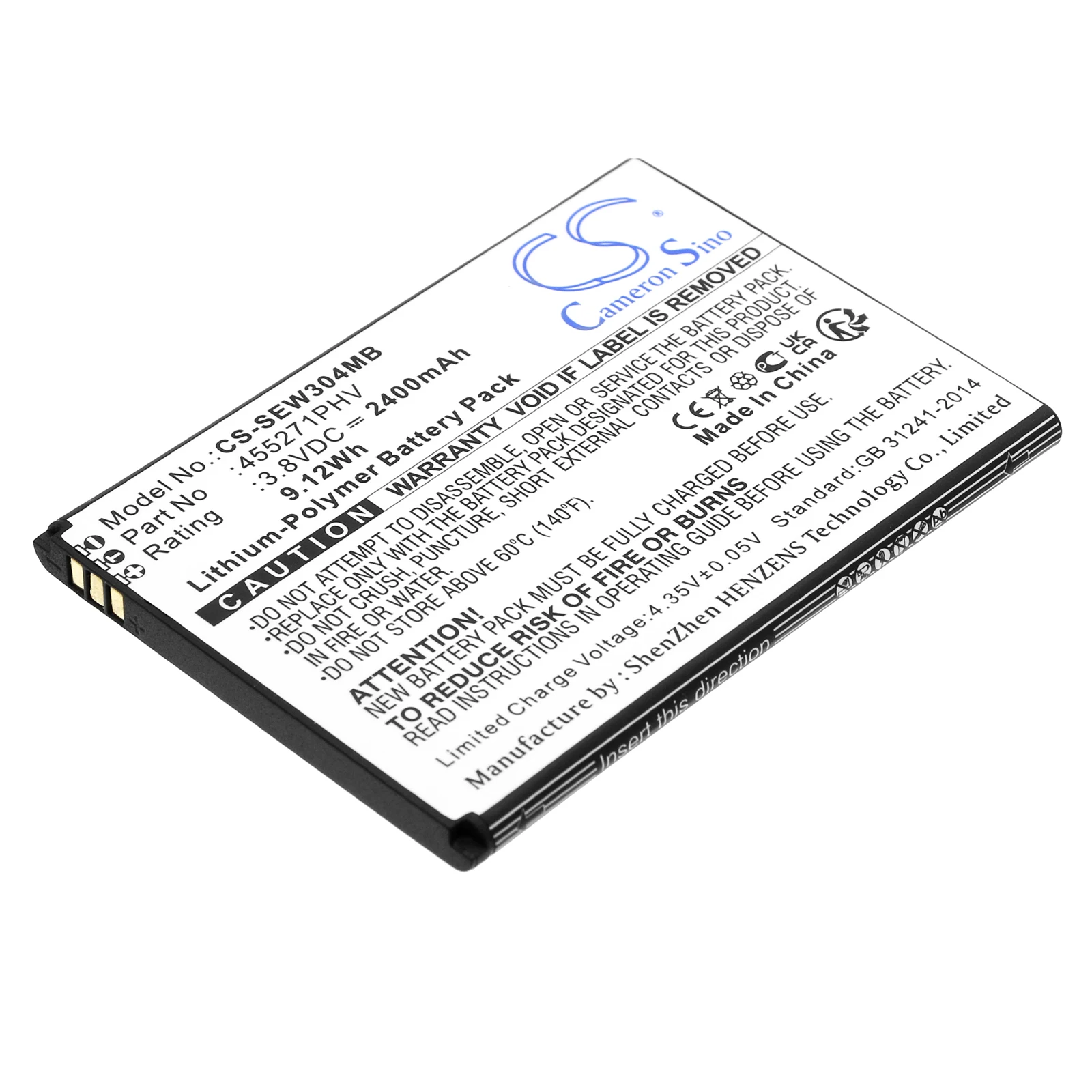 

acement Battery For BrightVIEW,SEW-3043W,SEW-3043WP,SEW-3043WN,Bright VIEW Baby Monitor 455271PHV 2400mAh / 9.12Wh BabyPhone