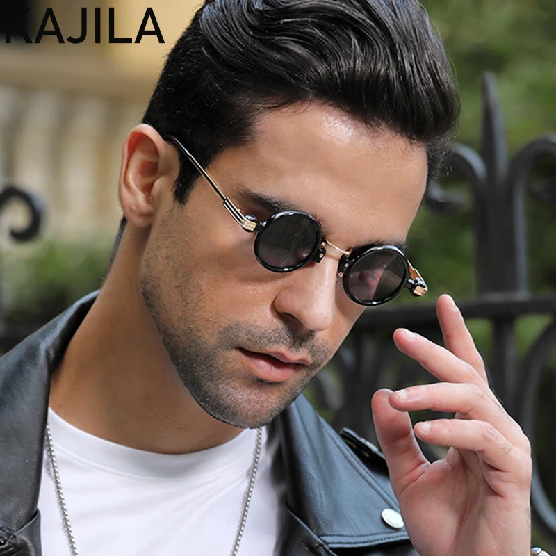 

2025 Vintage Small Round Steampunk Sunglasses Men 2025 Luxury Brand Fashion Punk Sun Glasses For Male Eyewear Shades Lentes