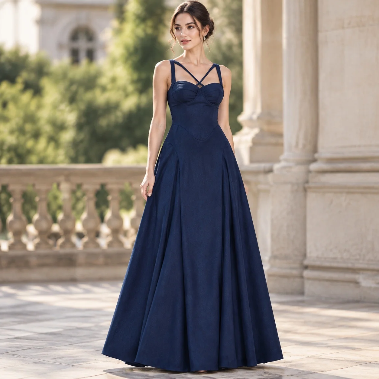 One High Waist Gown Elegant Style with Fitted Private Designer Style Elegant Party Dress Autumn V Neck Pleated Dress for Women