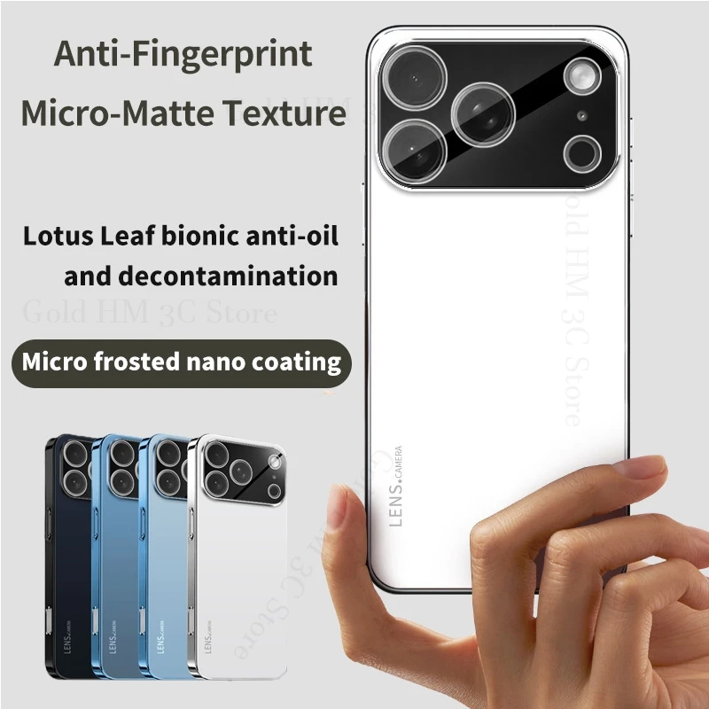 

Micro-Matte Shockproof Plating Acrylic Phone Case For iPhone Apple 17 Pro Max 16 Plus 14 15 Pro 17 Air HD Lens Film Tough Cover