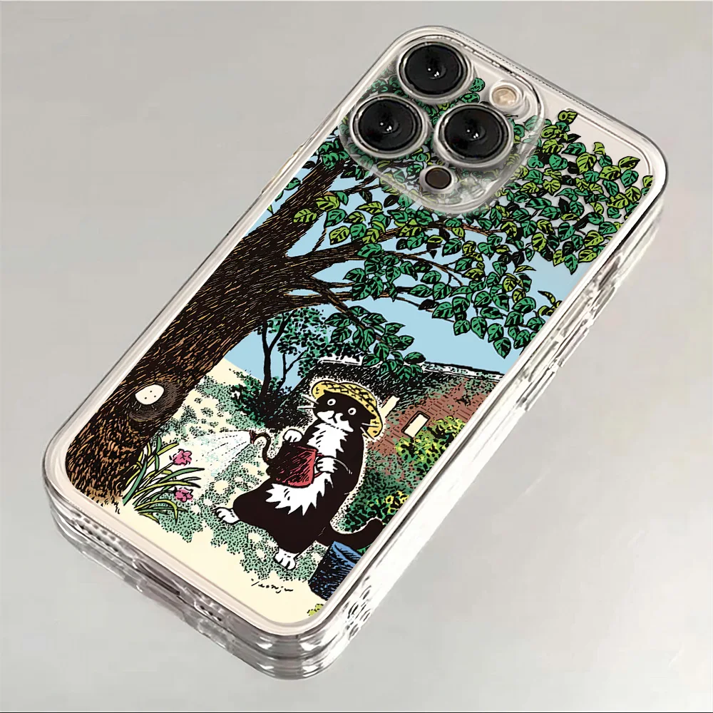 مضحك الكرتون الأسود القط قضية الهاتف آيفون 17 16 15 11 12 14 13 برو ماكس ميني X XS XR 7 8 زائد SE4 16E للصدمات غطاء ناعم #6