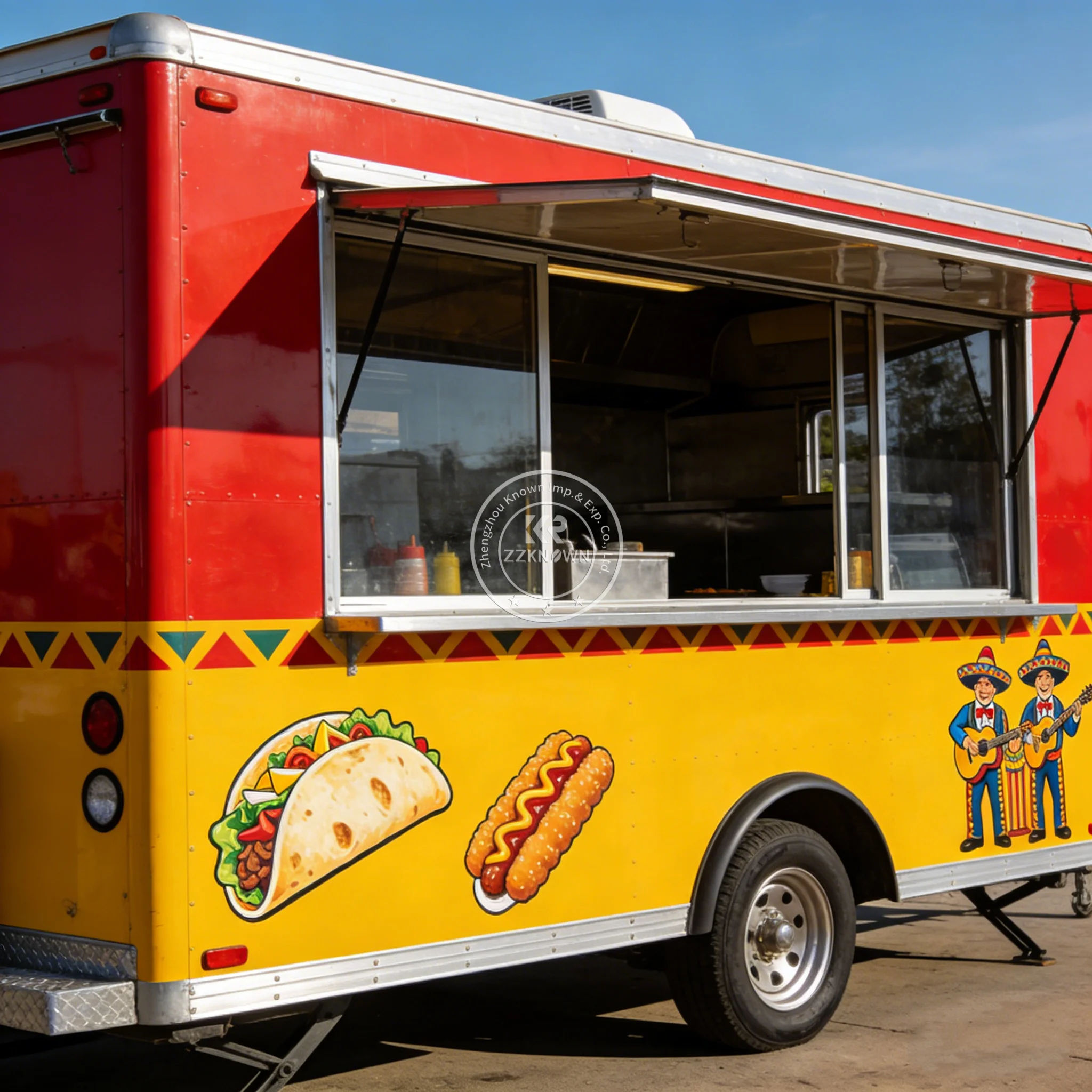 

Outdoor Mobile Food Trailer Stainless Steel Street Food Cart with Serving Window And Sink for Catering Business Use