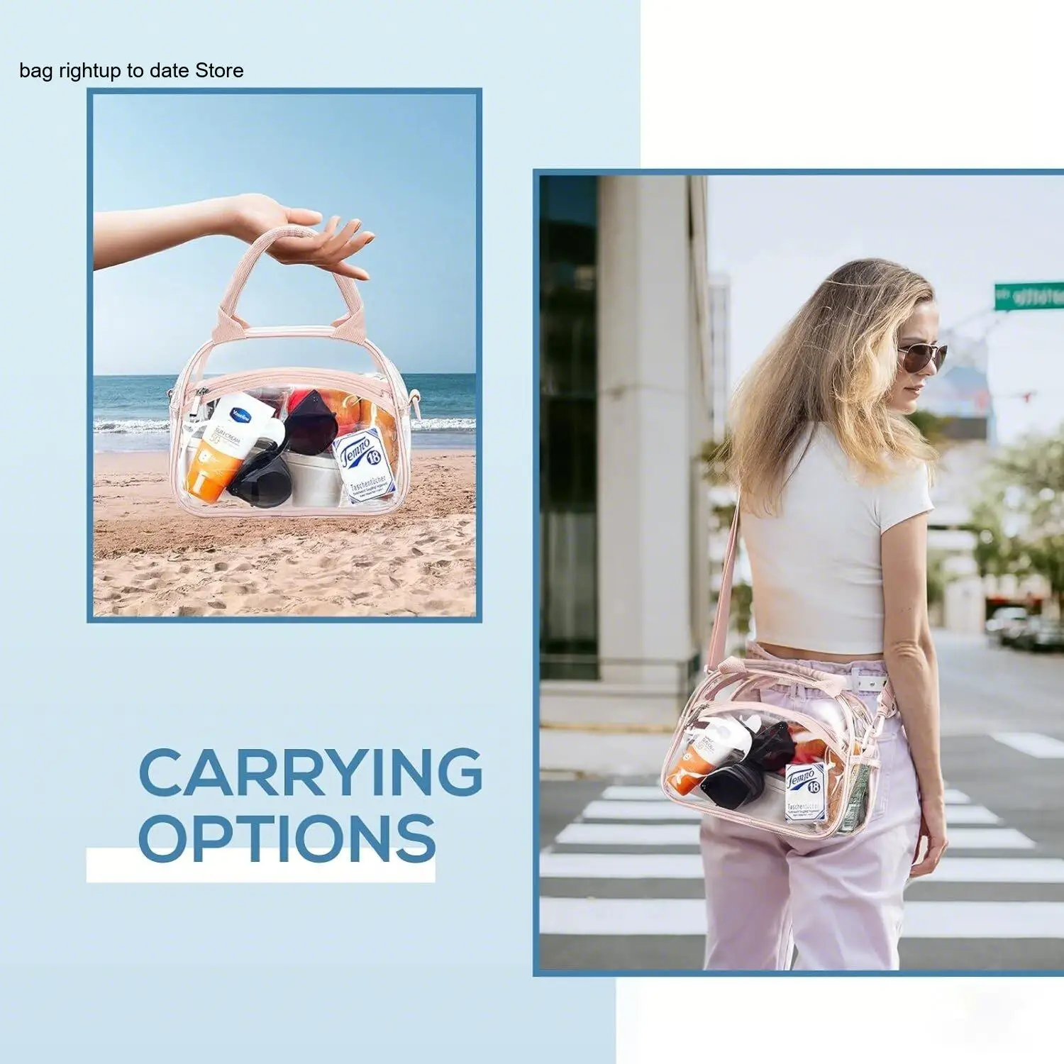 Simple Makeup and Wash Hand-Held Multiple Zippers Bath Waterproof Large Capacity Pvc Cosmetics Storage Shoulder Crossbody Bag