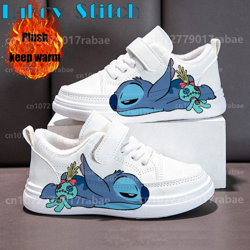 

2025 Winter New popular Stitch Little Monster printing Children shoes boys girls plush keep warm Cute Pattern sneakers Gift