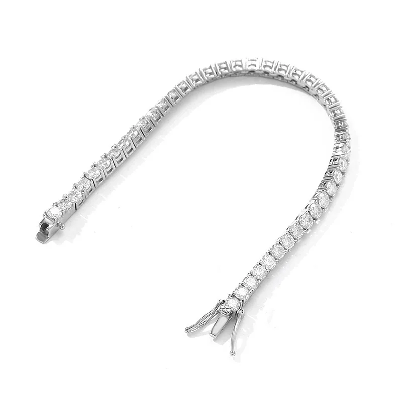 

EUREKA 3.5mm D Color VVS1 Moissanite Tennis Bracelet For Women Man Anniversary Gift S925 Silver Bracelet Hand Chain