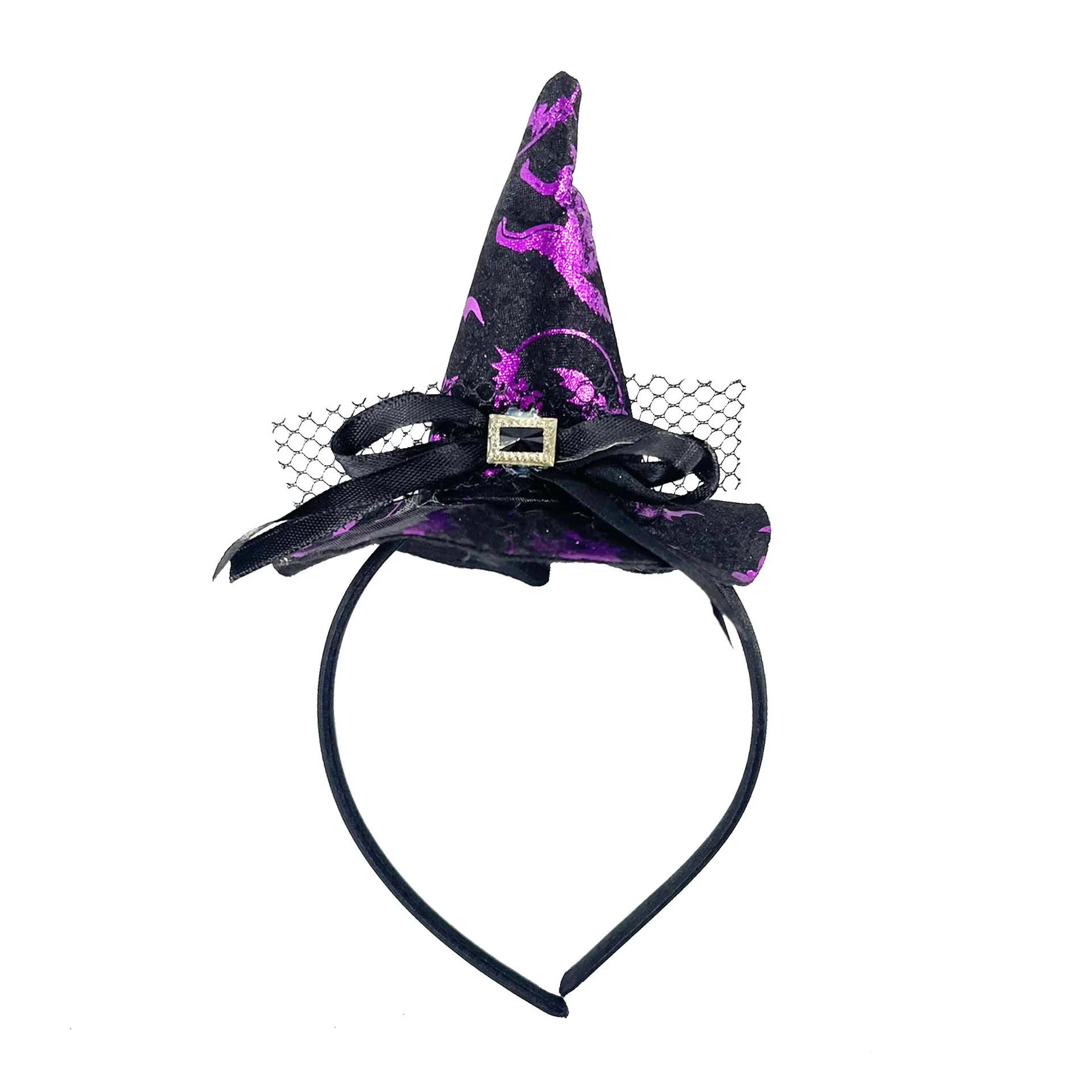 Mini Pointy Witch Hat Hairbands Spider Web Pumpkin Skull Shaped Hair Hoops for Kids Girls Halloween Headbands Cosplay Decoration