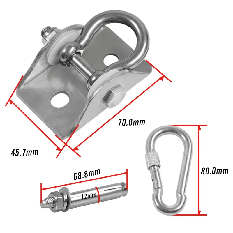 회전 스테인레스 스틸 루프 스윙 후크 고정 버클 해먹, 요가 샌드백, 두껍고 튼튼한 내구성, 강한 하중 지지 용량