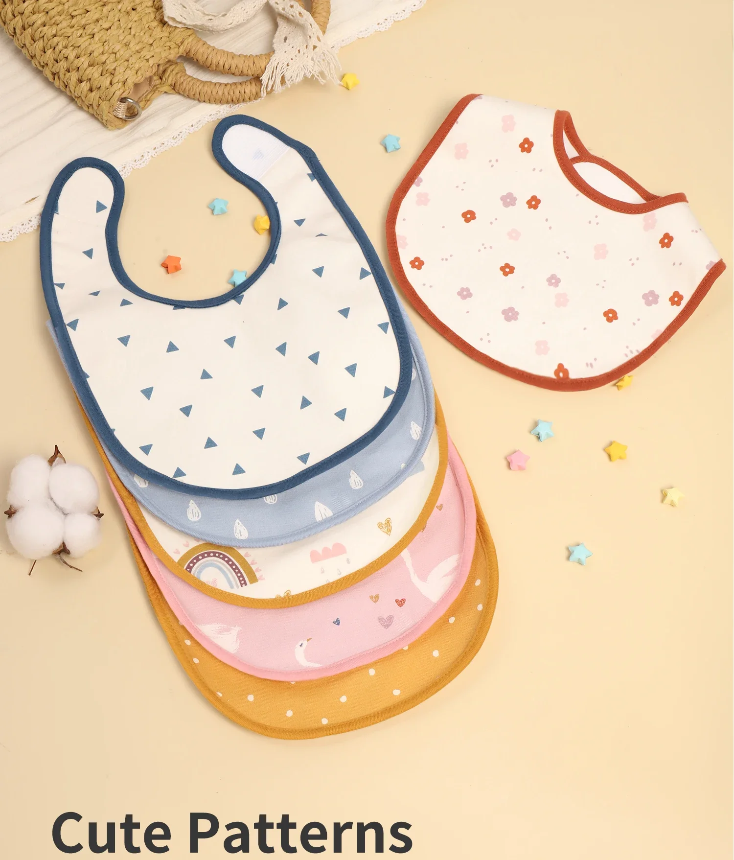 Class A 3-Layer Waterproof Baby Cartoon Buckle Bibs for Infants: Soft Cotton Spit Milk Pockets with Saliva Towels