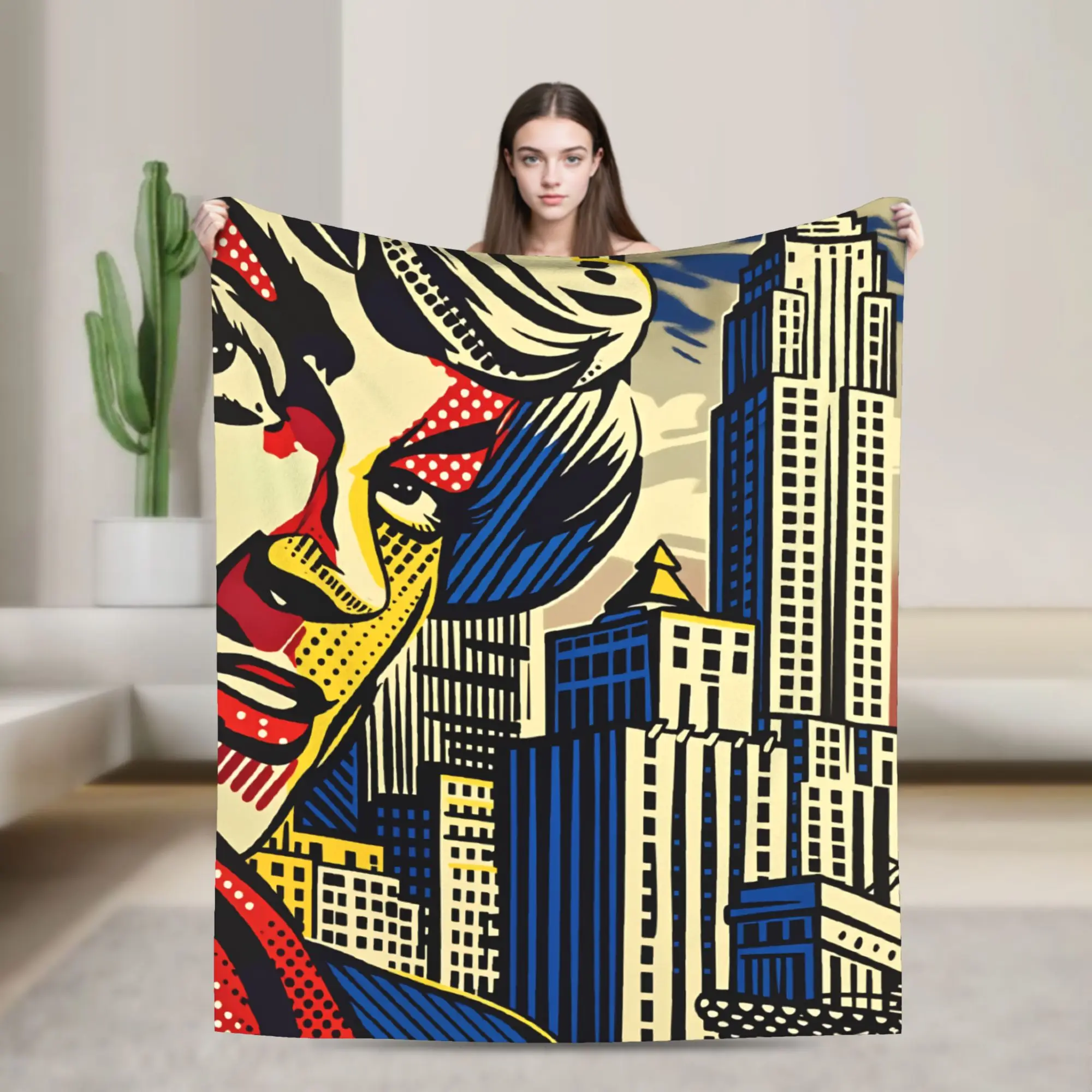 Roy Lichtenstein Pop Art Blanket  Airplane Travel Flannel Throw Blanket For Bedroom Super Soft Custom Quality Bedspread Gift