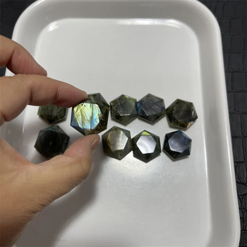 

10pcs 100% NATURAL labradorite Hexagon Stone Section Star of David handiwork labradorite Hexagon