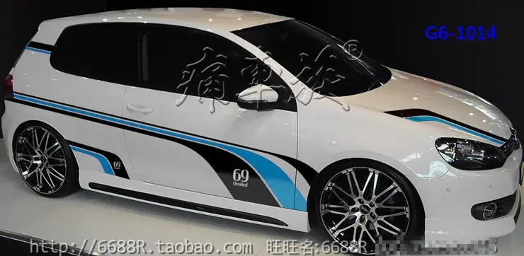 ملصقات السيارات لسيارة VW Golf 6 Golf7 الديكور الخارجي لتعديل الجسم فيلم ملصق السباق