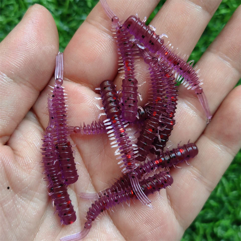 50pcs/box Worm Silicone Bait 45mm 0.45g Rubber Swimbait Straight Tail Wobbler Soft Fishing Lures Kit With Portable Bottle