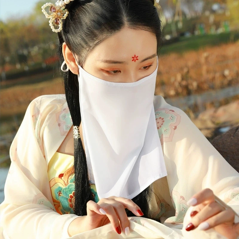 Chinesischen Stil Gesicht Vorhang Einfarbig Gesicht Schleier Für Frauen Sonnenschutz Vintage Han Kostüm Kopfbedeckung Maskerade Schmuck Maske