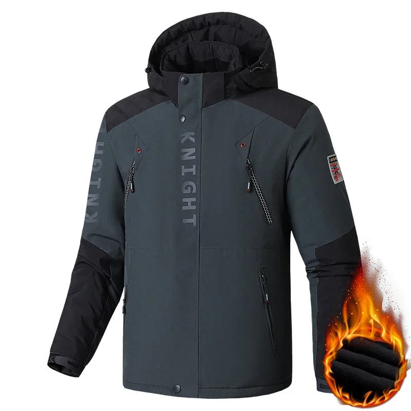 Outdoor Zwarte Mode Parka Zip Up Jas Winter Dik Fluwelen Oversize 7XL 8XL 9XL Jas voor mannen Winddicht Waterdichte Kleding