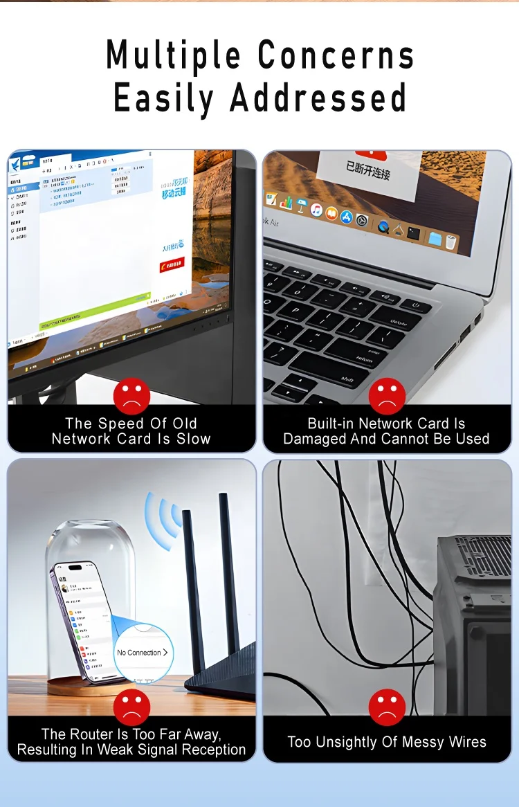 1800M Dual Band Wireless USB Dongle Driver-Free USB Network Card Blue Tooth Wifi 2-In -1 Wireless Network Cards