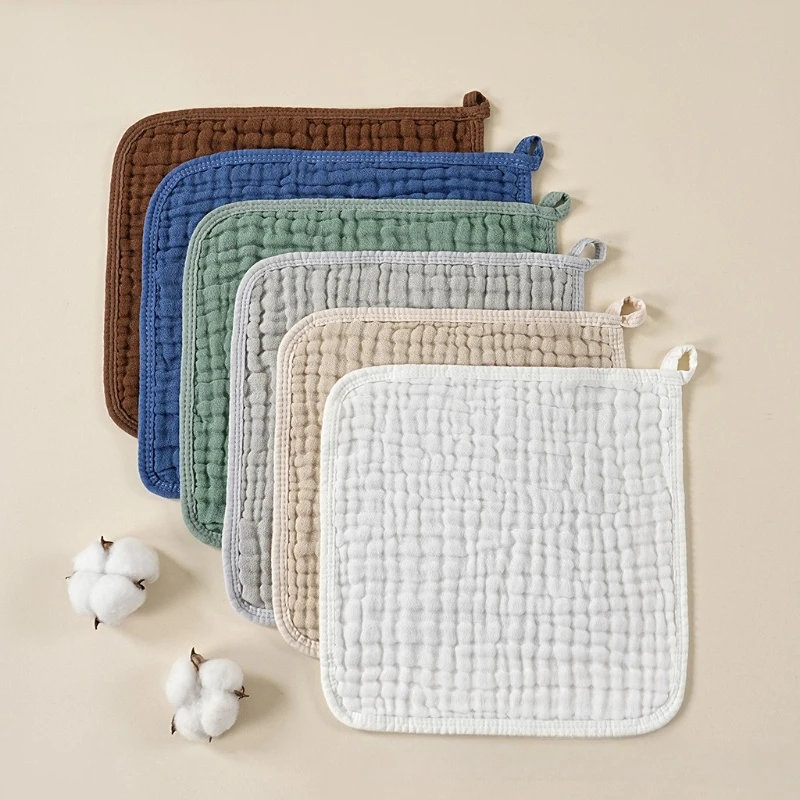 6-layer Pure Cotton Plain Gauze Square Towel Newborn Baby Drool Towel Baby Burping and Spitting Towel
